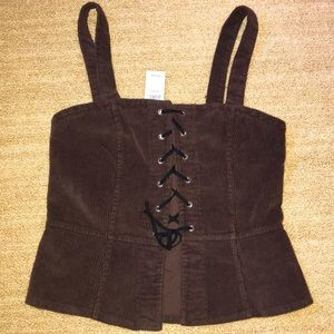 Corduroy Lace-Up Tank